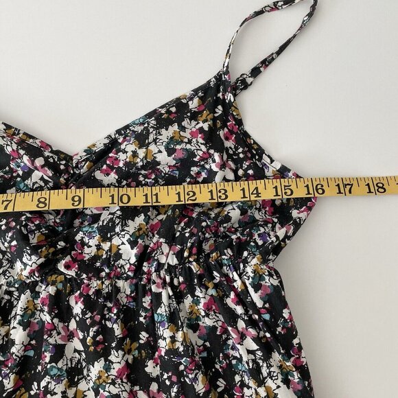 H&M Sundress Black Floral Adjustable Strap Cotton Cottage Boho Feminine Beach 10 - Picture 6 of 10